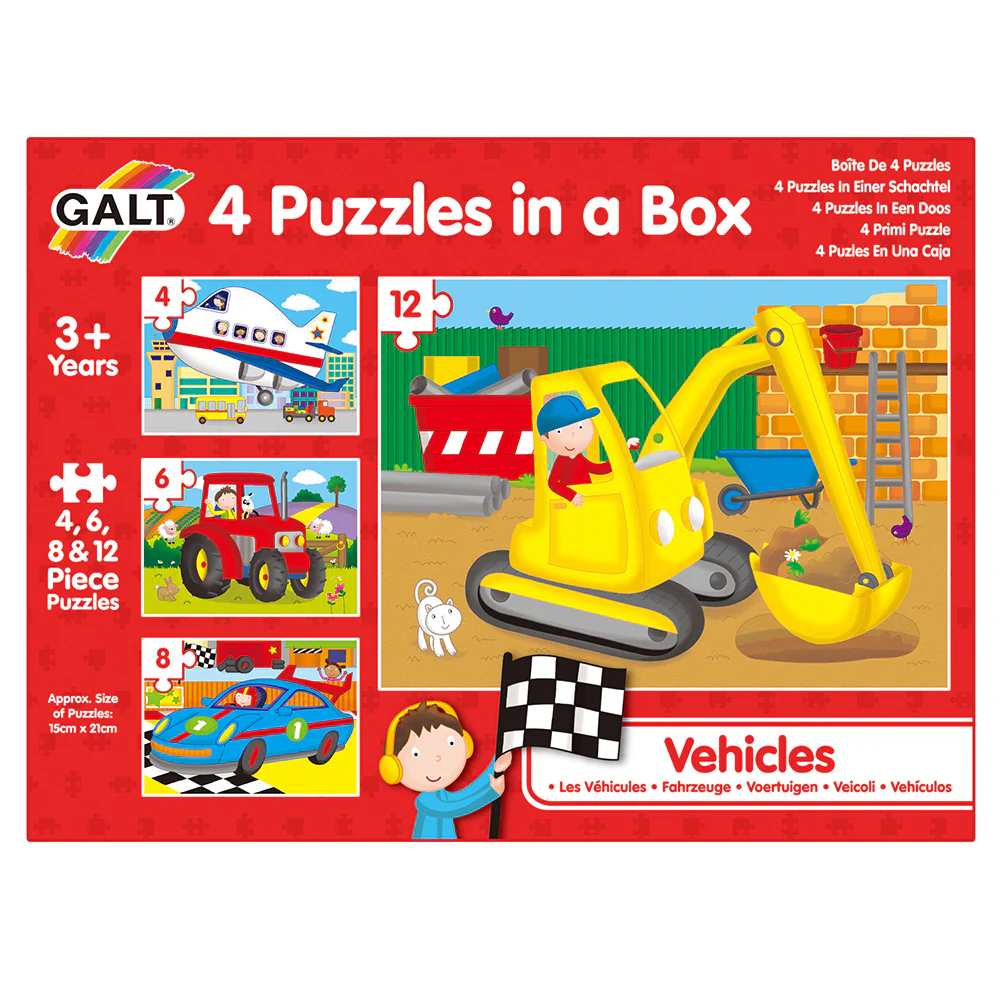 GALT 4 Jigsaw Puzzles in a Box Vehicles