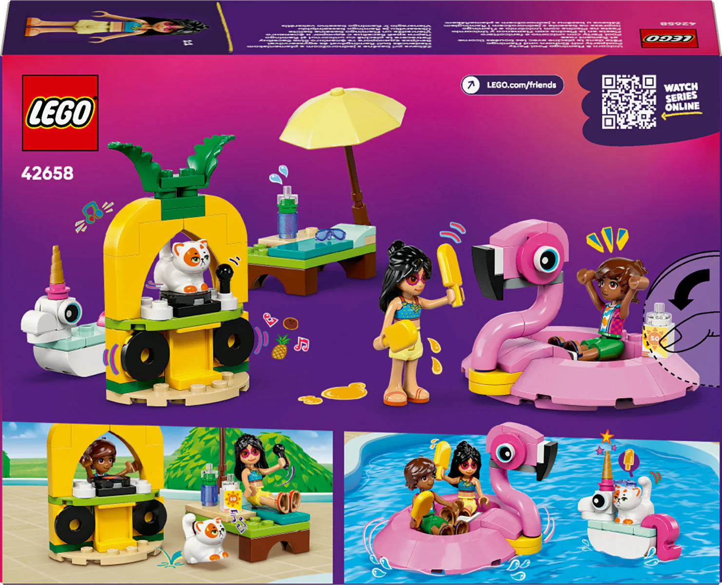 LEGO Friends Unicorn & Flamingo Pool Party Toy Building Set 42658 - Image 3