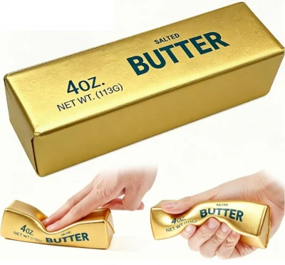 Butter Gold Medium Slow Rising Squeezy Squishy 14cm