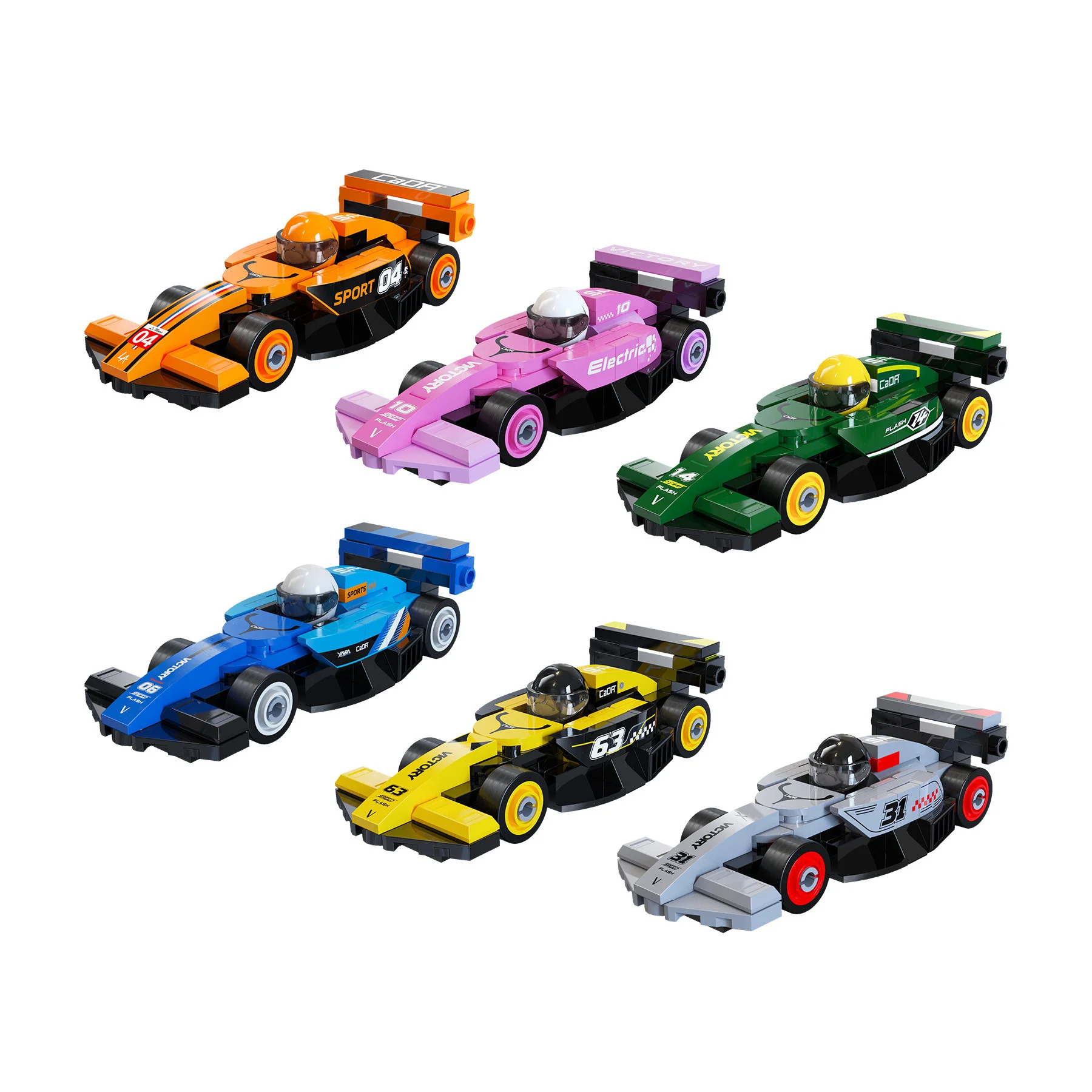 CaDA Mini Yellow Circuit Racing Car Brick Kit 70 pcs - Image 3