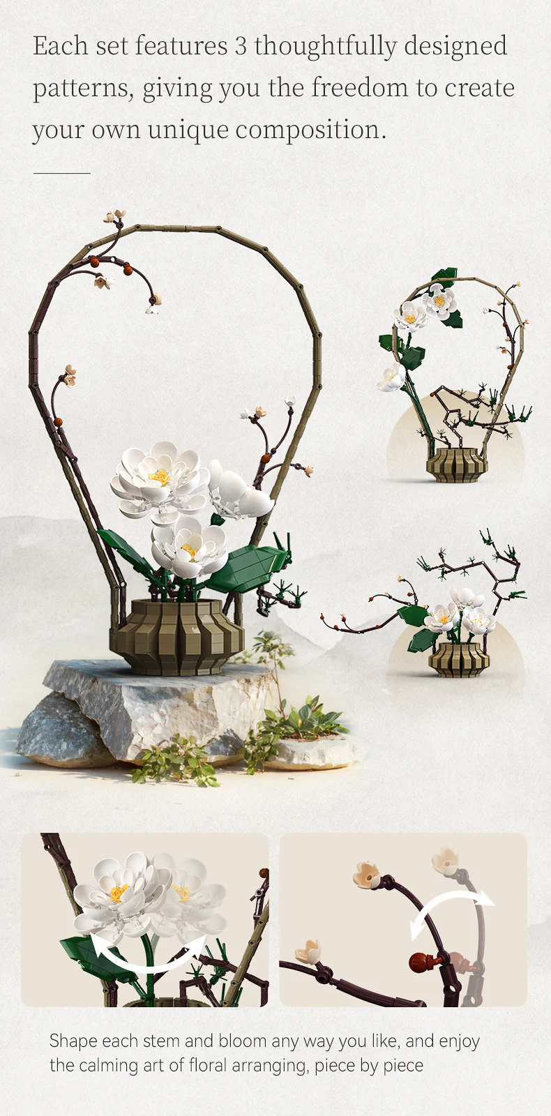 CaDA Oriental Floral Art: Winter Brick Kit 990 pcs - Image 7