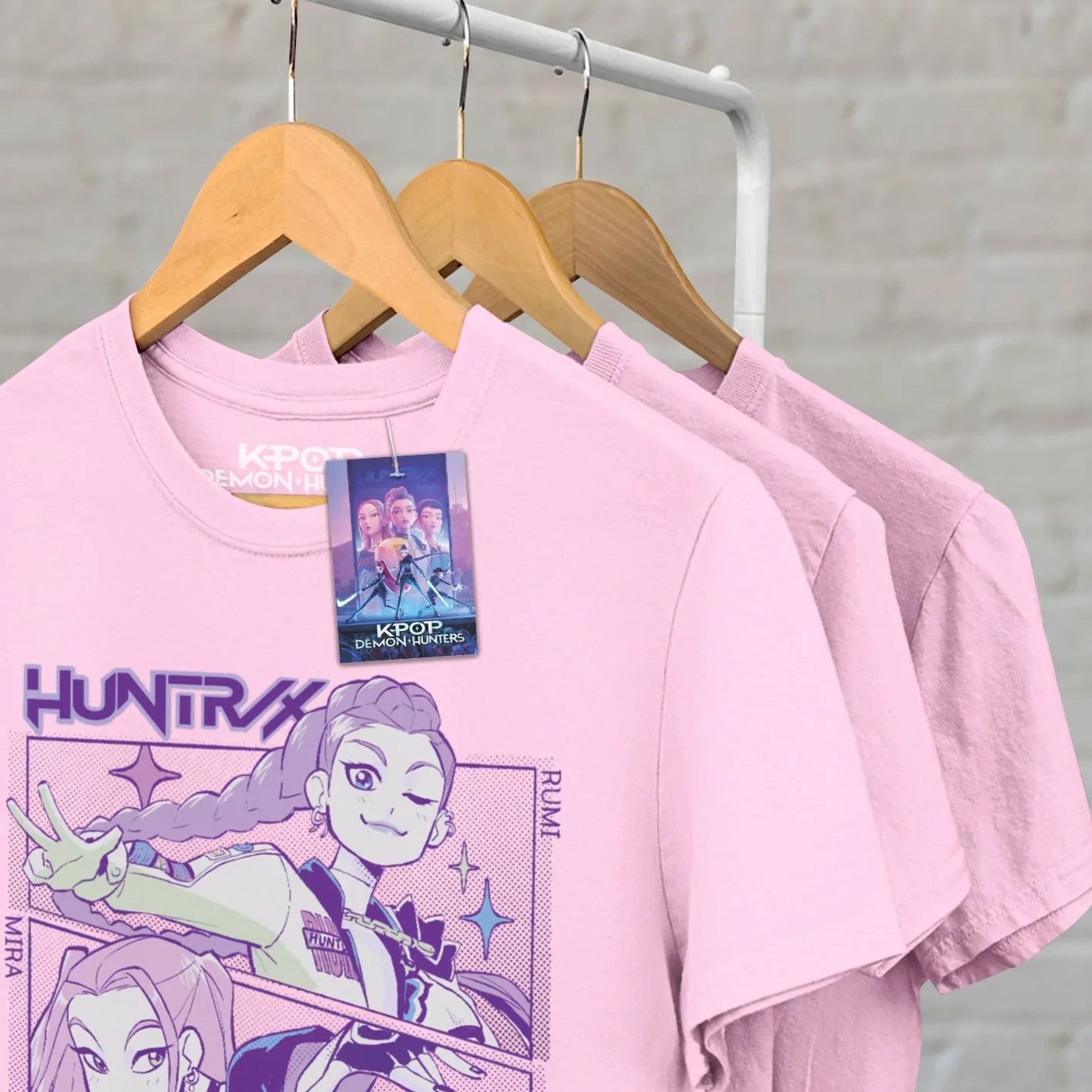 K-Pop Demon Hunters (Huntrix) Light Pink Unisex Short Sleeve T-Shirt (12-13yrs) - Image 5